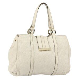 GUCCI GG Canvas Guccissima Guccissima Tote Bag Leather White Gold Auth bs32060